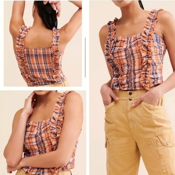 Anthropologie Tops - Anthropologie Verb By Pallave Singhee Ruffled Plaid Women Top Corset Size Am